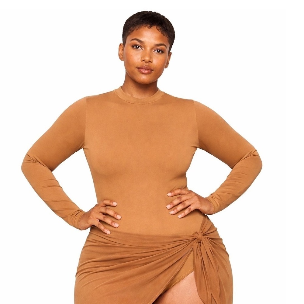 SKIMS Swim Long Sleeve One Piece Almond 3X